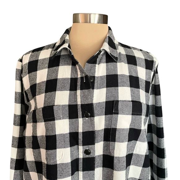 J. Crew Black & White Buffalo Check Flannel Shirt - Picture 2 of 9
